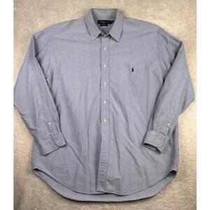Vintage Ralph Lauren Shirt Mens Sz Large Blue Big Shirt Twill Oxford Long Sleeve